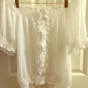 Off the shoulder sheer blouse