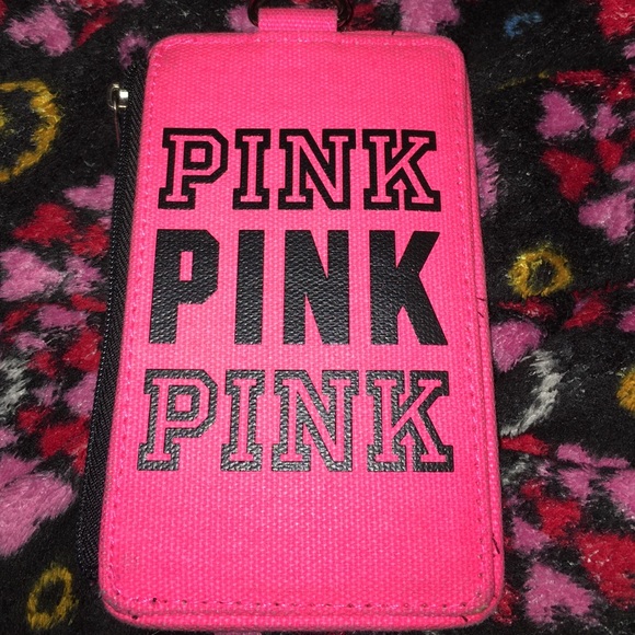 VS Pink ID Wallet Case Holder Lanyard