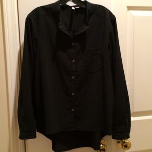Classic black collarless shirt