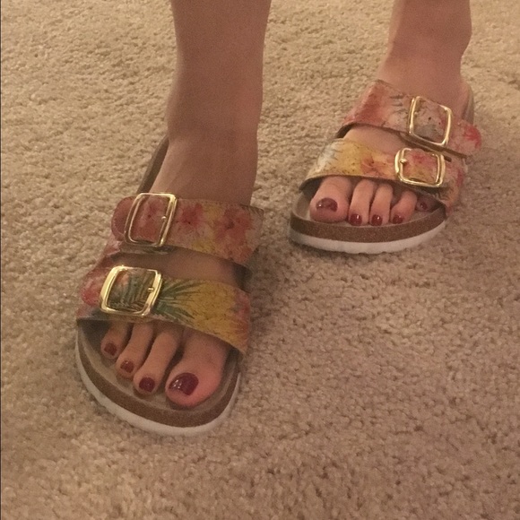 Hawaiian Print Faux Birkenstock Sandals