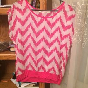 Pink and white zig zag top by Liberty Love