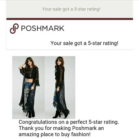 Last 1 Small Black Lace & Fringe Boho Open Duster - Picture 4 of 4