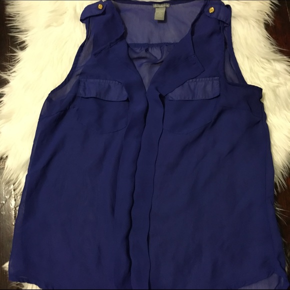 Royal blue sleeveless blouse