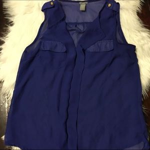 Royal blue sleeveless blouse