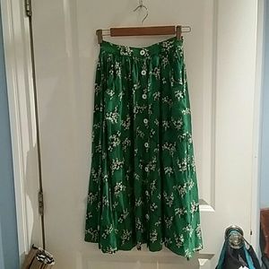 American Apparel green floral skirt