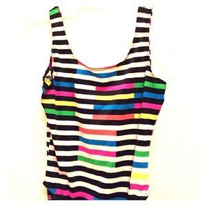 Striped neon danskin leotard