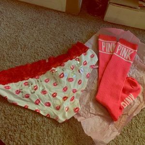 Victoria's Secret pink tub socks &one pantie 💞