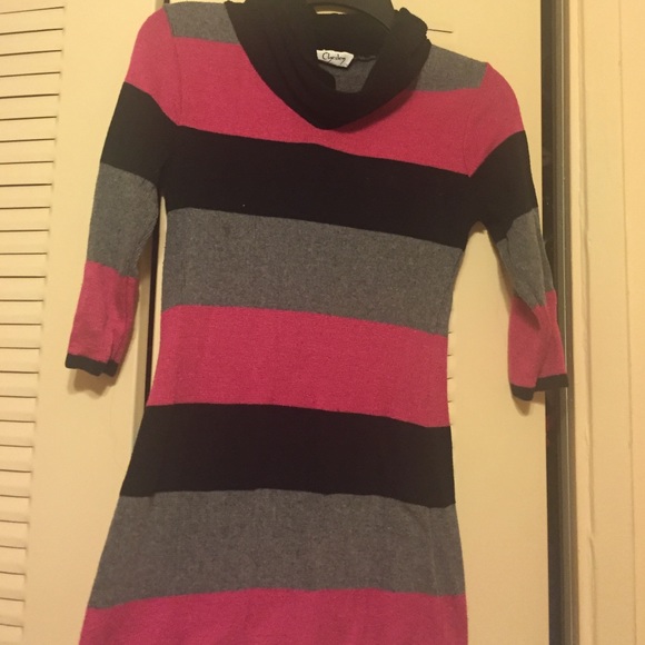 Grey, pink, black striped shirt!