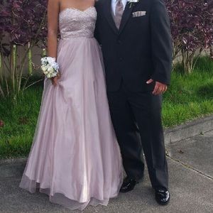Taupe princess prom dress