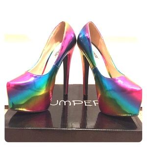 Rainbow Metallic Platform Heels size 6.5