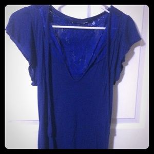 Cobalt blue shirt with lace detailing