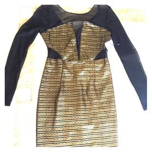 Sexy black and gold cut out party dress