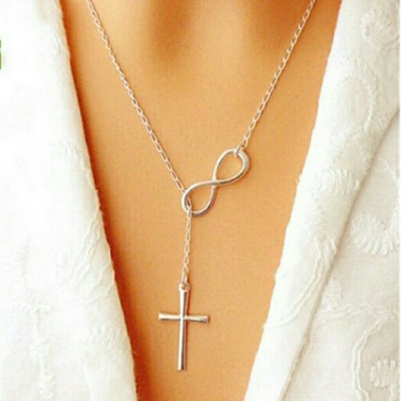 Silver Cross and Infinity Necklace