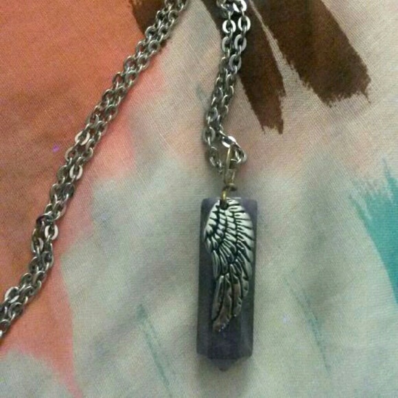 Amethyst and Sterling Silver Angel Wing Necklace