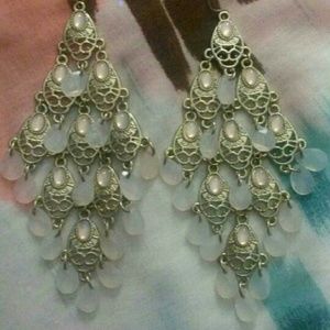 Gorgeous Gold and Peach Chandelier Earrings