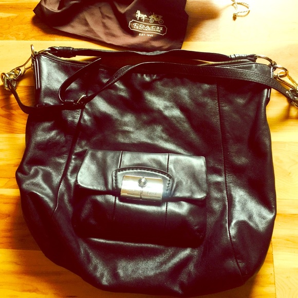 Black leather slouchy Coach purse