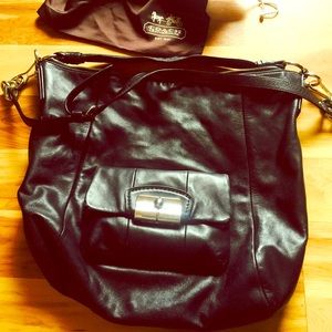 Black leather slouchy Coach purse
