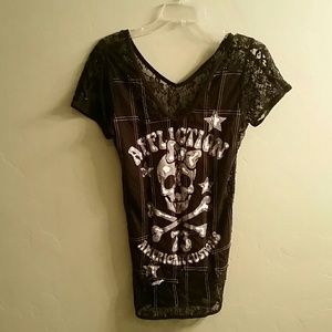 NWOT Affliction skull and lace shirt