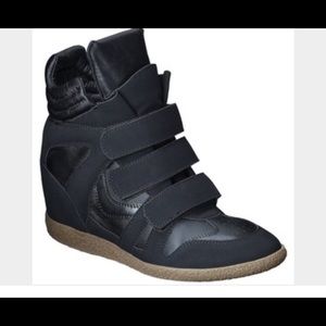 sz 6.5 Black wedge high top sneakers (Xhilaration