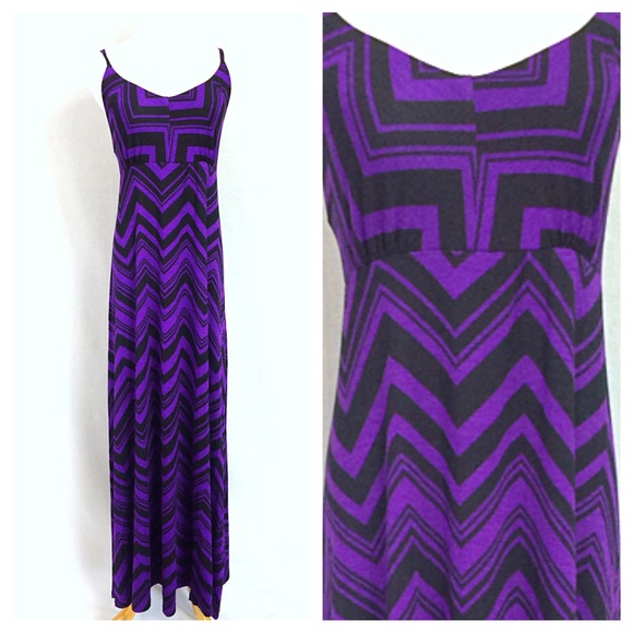 Chevron Pattern Purple and Black Maxi - Picture 1 of 1