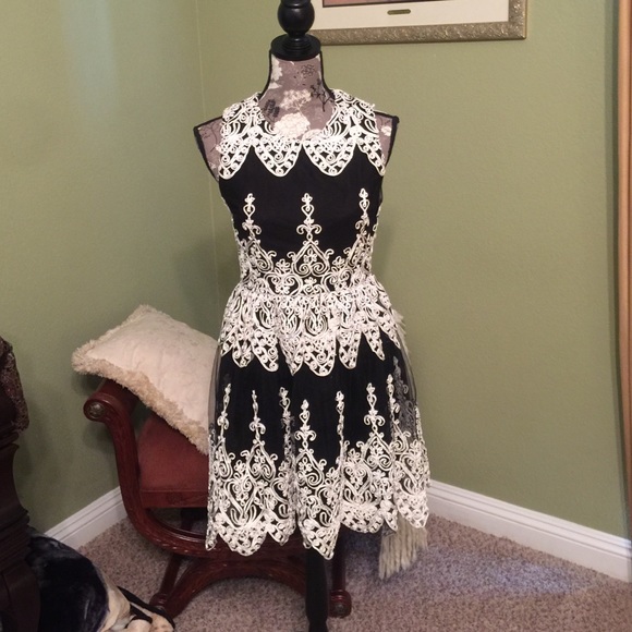 Black & White embroidered dress.