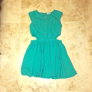 NWOT Teal Cutout Skater Dress