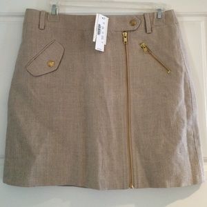 J. Crew Linen Mini Skirt with Gold zipper. Size 2