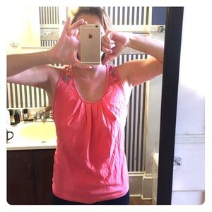 Miss Me cut out tank top with floral embroidery