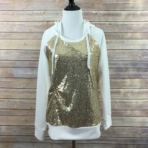 NWT Gold Sequin and White Hoodie