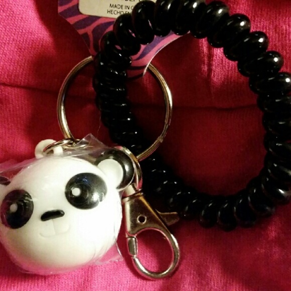 Brand New - 3D PANDA KEYCHAIN WITH COIL BRACELET