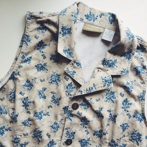 Vintage tan floral vest