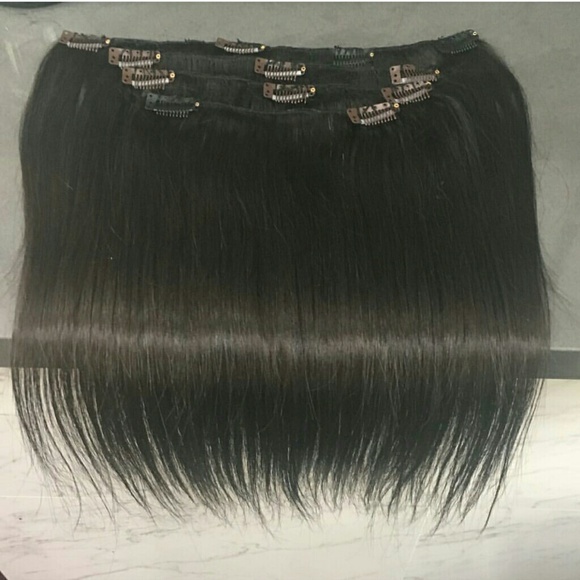 Set of 14″ clip in virgin brazilian hair extension