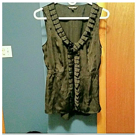 Express black ruffle sleeveless blouse