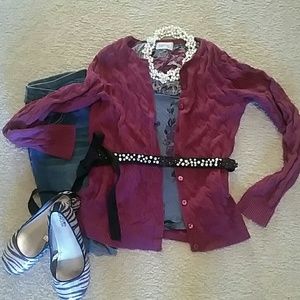 Ann Taylor LOFT plum cardigan
