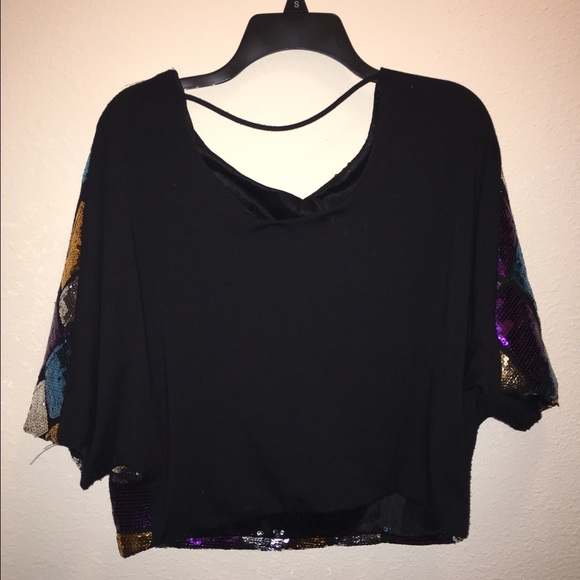 Sequin off the shoulder top - Picture 2 of 3
