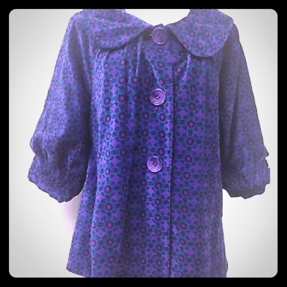 Calypso ChristianeCelle Purple Velvet Swing Coat S