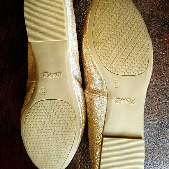 Faded Glory Shoes Gold Glitter Flats By Faded Glory