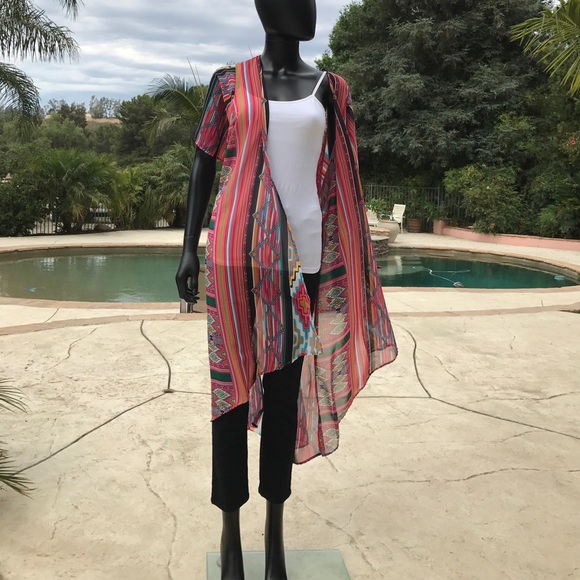 Colorful Striped Boho Coachella Festival Kimono - Picture 7 of 8