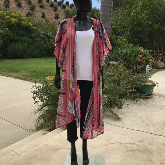 Colorful Striped Boho Coachella Festival Kimono - Picture 5 of 8