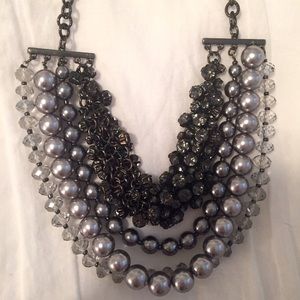 LOFT black pearl & jewel necklace