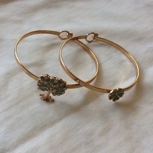 Lauren Conrad bangle bracelets-gold and turquoise