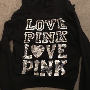 Pink brand blingy hoodie... Size Large