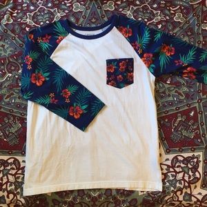 3/4 Sleeve Floral Baseball Tee