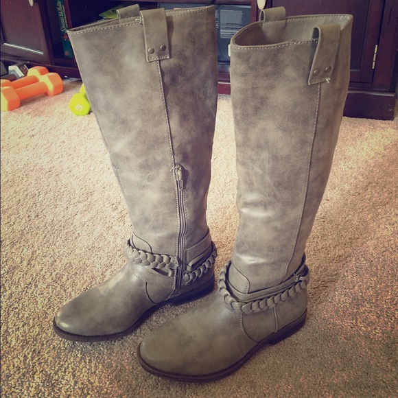 Grey riding boots