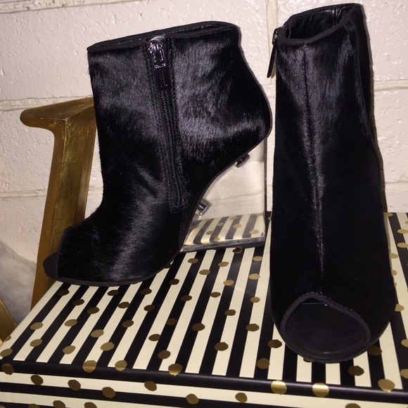 CYBER MONDAY❗️Perfection. Calf Hair Lucite Wedges. - Picture 3 of 4