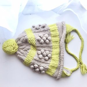 J. Crew Neon Yellow PomPom Wool Ski Hat