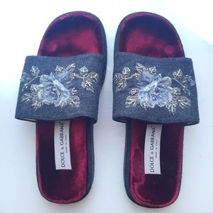 Vintage Dolce & Gabbana Beaded Wool SlipOn Sandals