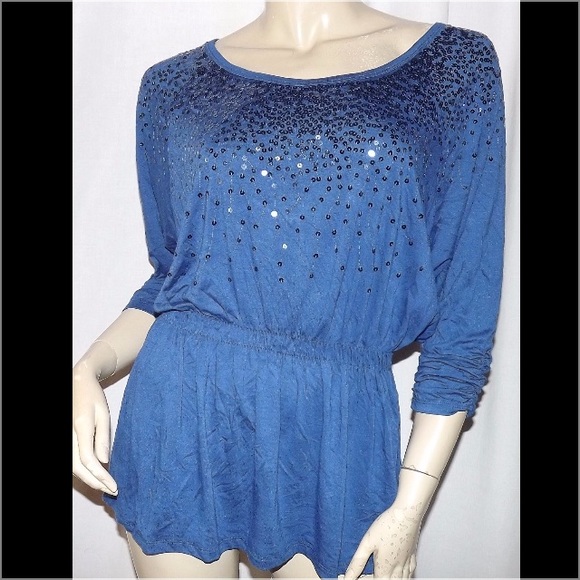 NEW Grace Elements Embellished Peplum Top Size M