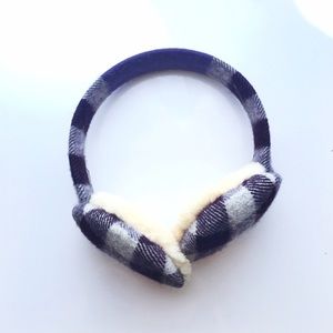Burberry Big Check Purple Plaid Cashmere Earmuffs