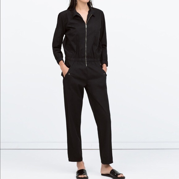 Black Poplin Zara Jumpsuit